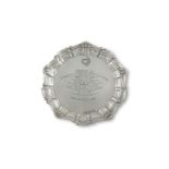 A SMALL PRESENTATION SILVER CARD TRAY, Dublin 1966, mark of Jewellery Manufacturing Co., with pie