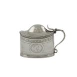 A GEORGE III OVAL SILVER MUSTARD POT, London 1799, mark of Peter, Ann & William Bateman, with