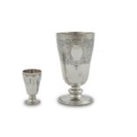 A MODERN IRISH SILVER TAPERING CYLINDRICAL GOBLET, Dublin 1966, in the Restoration taste, with