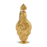 AN ENGLISH GOLD SCENT BOTTLE, by John Barbe of London c.1740, modelled in rococo fashion, with shell