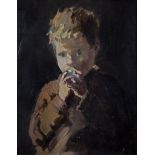 Eileen Murray (1885-1962)Eating an AppleOil on canvas, 23 x 17cm (9 x 6¾'')Signed with initials