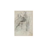 Walter Fredrick Osborne RHA ROI (1859-1903)Sketch of a seated woman holding a dogPencil, 21 x 15.5