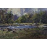 George Gillespie RUA (1924-1995)River Derg, Co. TyroneOil on canvas, 51 x 76cm (20 x 30'')Signed;