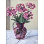 Hilda van Stockum HRHA (1908-2006)Phlox in Glass JugOil on board, 37 x 27cm (14½ x 10½'')Signed with