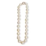 A BAROQUE CULTURED PEARL NECKLACE The graduated row of baroque cultured pearls, measuring