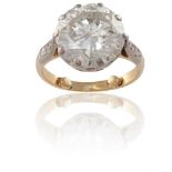 A DIAMOND SINGLE-STONE RINGThe old brilliant-cut diamond, weighing approximately 6.50cts, between