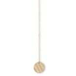 A GOLD TIFFANY NOTES PENDANT ON CHAIN, BY TIFFANY & CO.Designed in the form of a semi concave