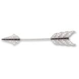 A DIAMOND AND ONYX ARROW JABOT PIN, CIRCA 1900The fletching and arrowhead set throughout with old