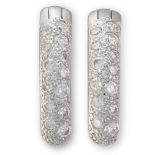 A PAIR OF DIAMOND EARRINGS, BY POMELLATOSet to the front with two rows of diamond pavé-set,