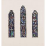 Evie Hone HRHA (1894-1955)Study for Stained Glass TriptychGouache, 26.5 x 6cm (2), 31 x 6cm (central