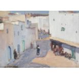 Sir John Lavery RA RSA RHA (1856-1941)A Street in TangierOil on board, 25.5 x 35.5cm (10 x 14'')