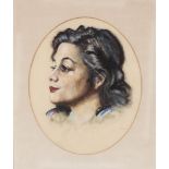 Seán Keating PRHA (1889-1977)Portrait of MovitaCharcoal and pastel, 27 x 29cm (shaped) (10½ x