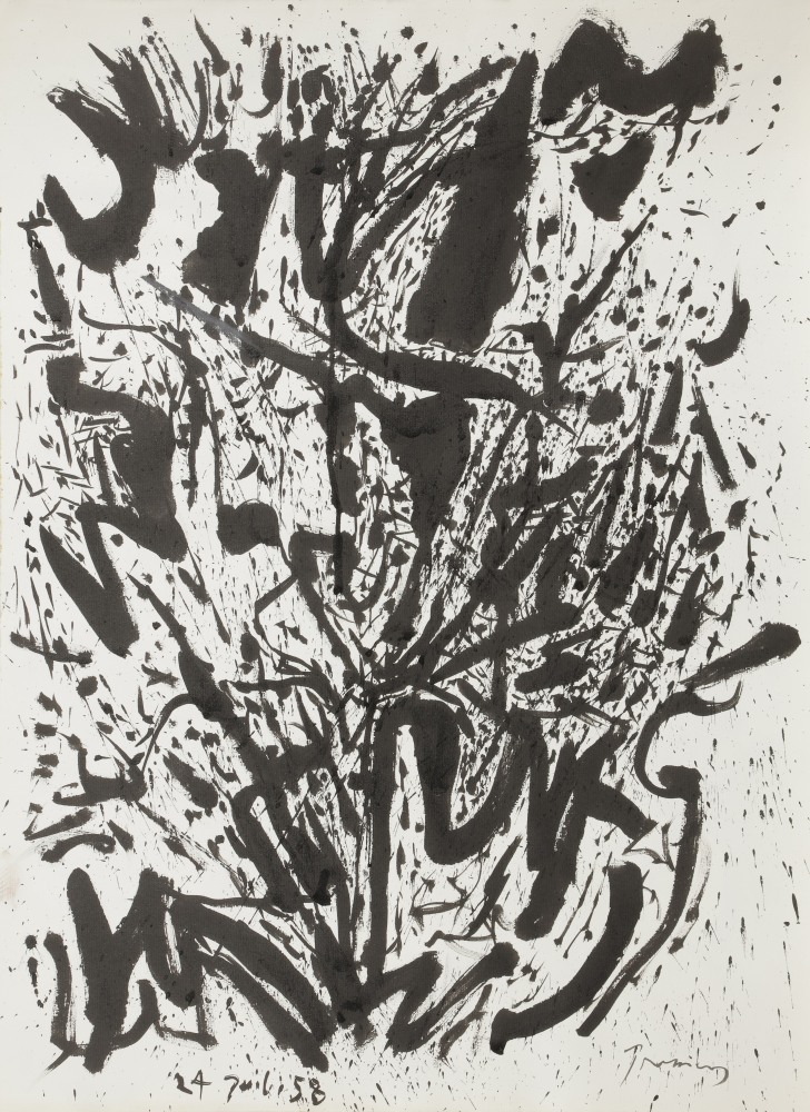 Mario PRASSINOS (1916-1985)Bouquet, 1958Encre sur papier.Signée en bas à droite.Datée en bas à