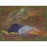 Farid AOUAD [libanais] (1924-1982)Femme endormie dans un paysagePastel sur papier velours.Non