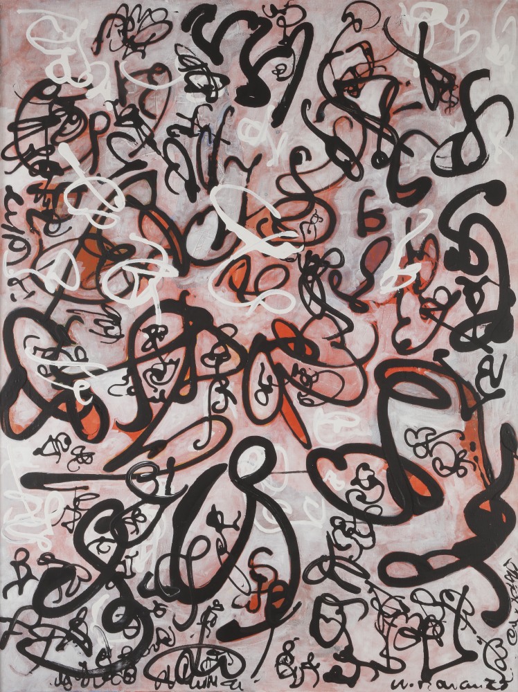 Wanda DAVANZO (née en 1920)Composition, vers 1965Huile sur toile.Signée en bas à droite.130 x 97 cm