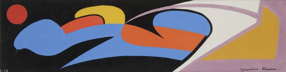 Geneviève CLAISSE (née en 1935)Composition abstraite, 1958Gouache.Signée en bas à droite.Datée en