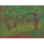 Farid AOUAD [libanais] (1924-1982)Arbres rougePastel sur papier velours.Non signé.25 x 32.5 cm