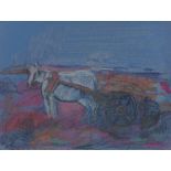 Farid AOUAD [libanais] (1924-1982)Cheval atteléPastel.Non signé.24.5 x 32.5 cm