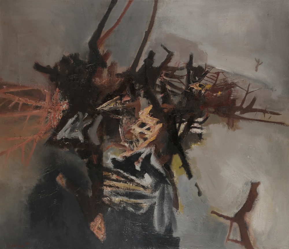 Giuseppe ZIGAINA [italien] (1924-2015)Composition, 1960Huile sur toile.Signée et datée en bas à