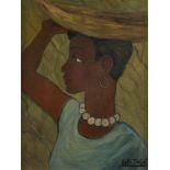 Bibi ZOGBE [libanaise] (1890-1973)Femme au collierHuile sur carton toilé.Signée en bas à droite.45 x