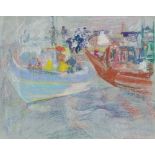 Farid AOUAD [libanais] (1924-1982)Bateau de pêche au portPastel.Non signé.23.5 x 30 cm