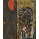 Houshang PEZESHKNIA [iranien] (1917-1972)Portrait d’homme, 1949Huile sur toile contrecollée sur