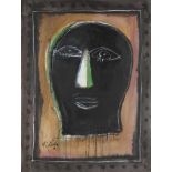 Ismail FATTAH AL-TURK [irakien] (1934-2004)Visage, 1990Acrylique sur papier.Signée et datée en bas à