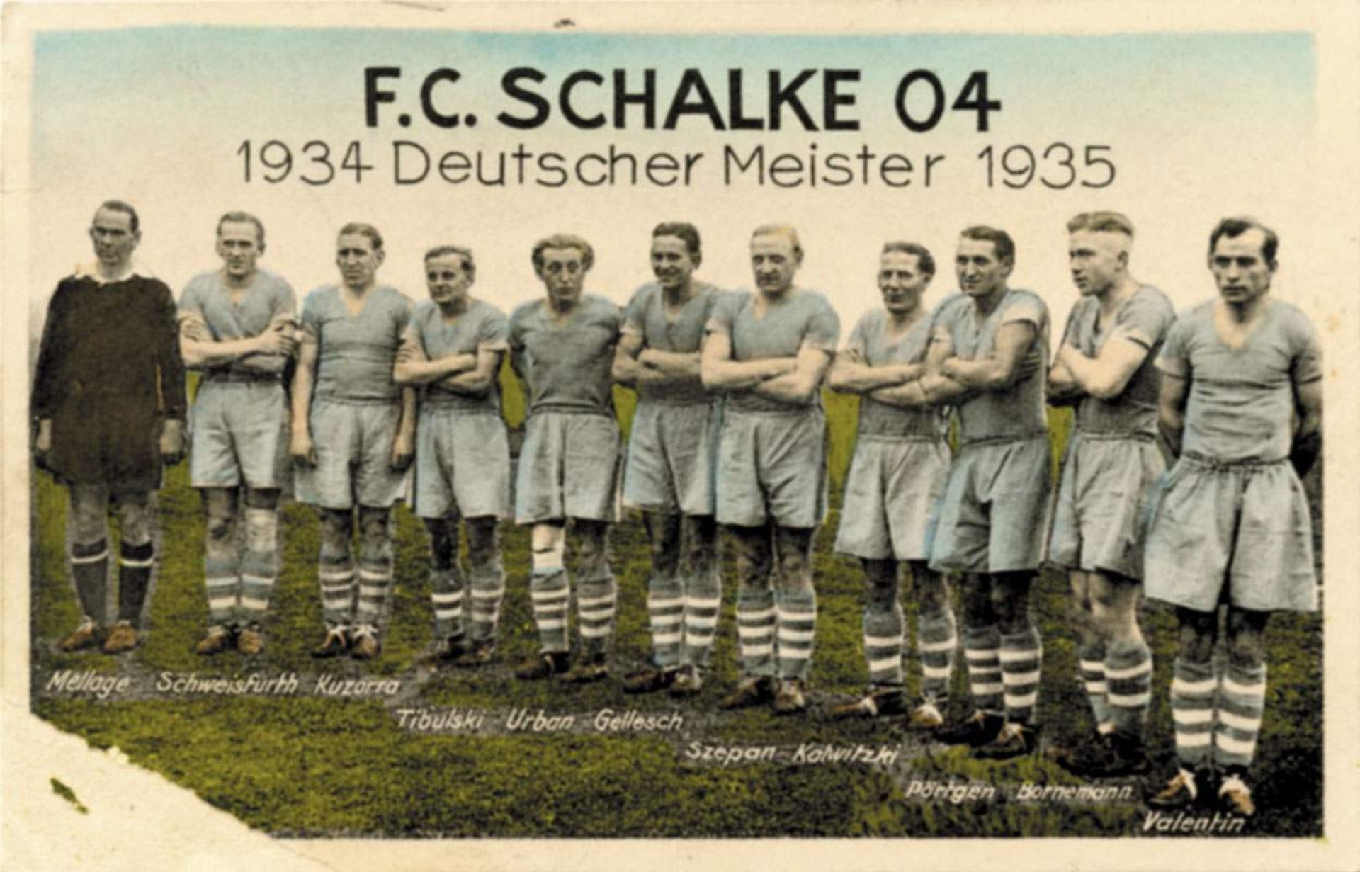 German Football Postcard 1935 Schalke 04 -  Schalke 04 - Postkarte 35 - Farbpostkarte F.C.