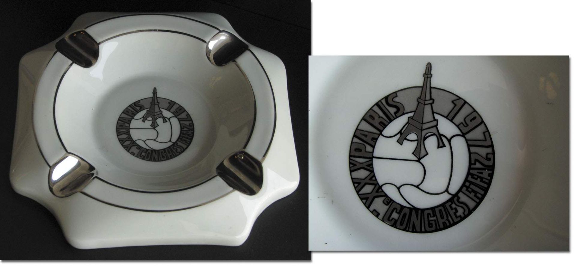 FIFA Congres 1972 Paris Ashtray World Cup - Ash tray inscribed "XXXe Congres FIFA 1972 Paris", china