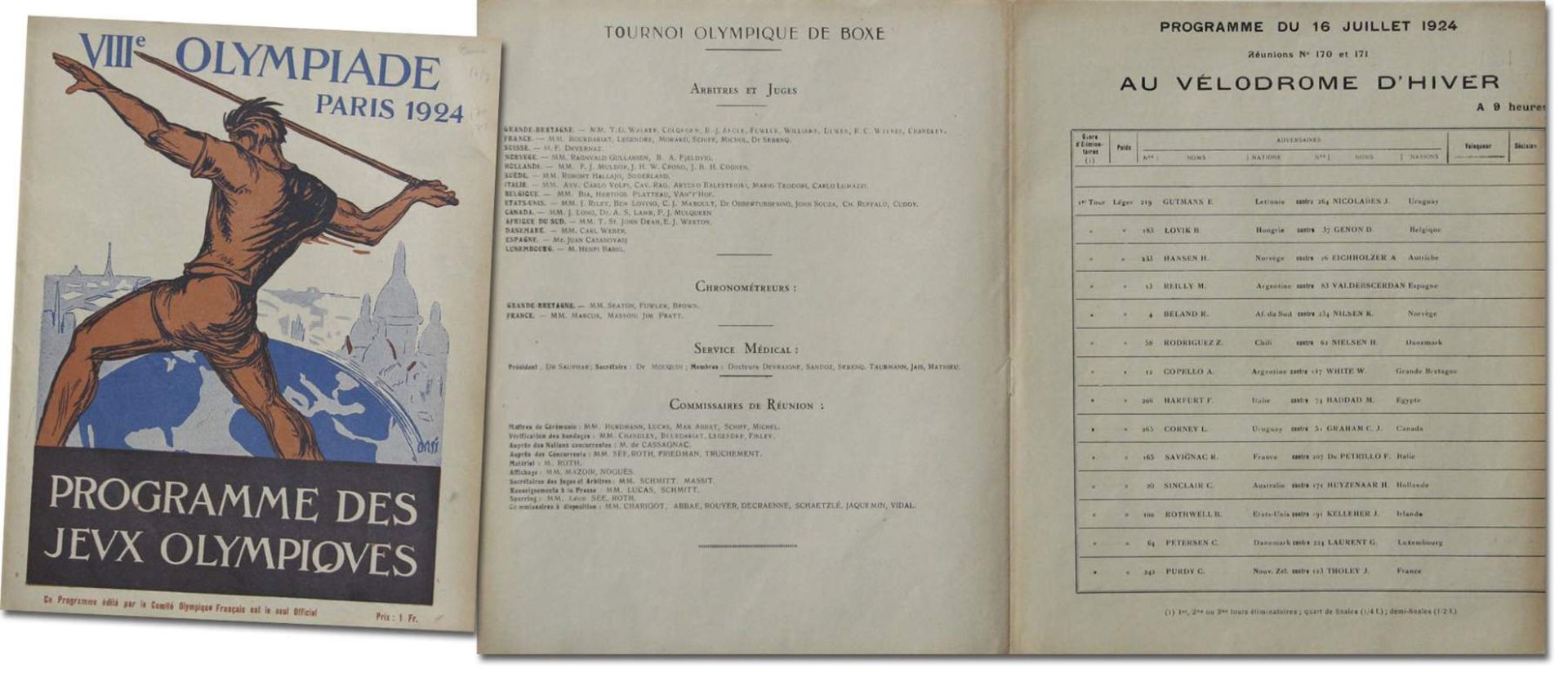 Olympic Games Paris 1924 Official Programm Boxing - Official daily programme VIIIth Olympiade