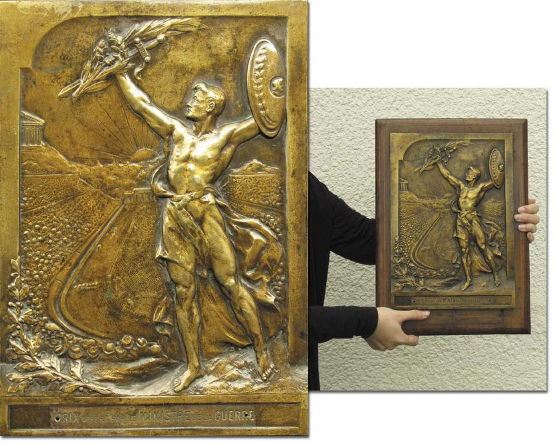 Olympic Games 1906. Bronze Winner's Plaque - Large, bronze ( 32.5x22.4cm) relief plaque engraved "