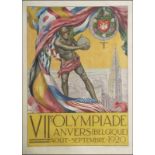 Olympic Games 1920 Official Poster 87x64 cm - VIIe Olympiade Anvers 1920. Official advertisment of