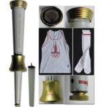 Olympic games Moskau 1980. Official Torch - Grey sprayed aluminium alloy with gilt parts.