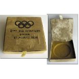 Olympic Winter Games 1928 Bronze Winner medal - Original box for a silver medal at the Olympic