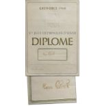 Olympic Games Grenoble 1968 Diploma of Honour - Certificate of honour Grenoble 1968. Xes Jeux