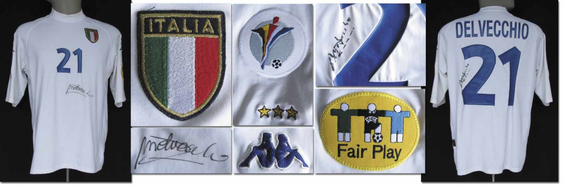 UEFA EURO 2000 match worn football shirt Italy - Original match worn shirt Italy with number 21.