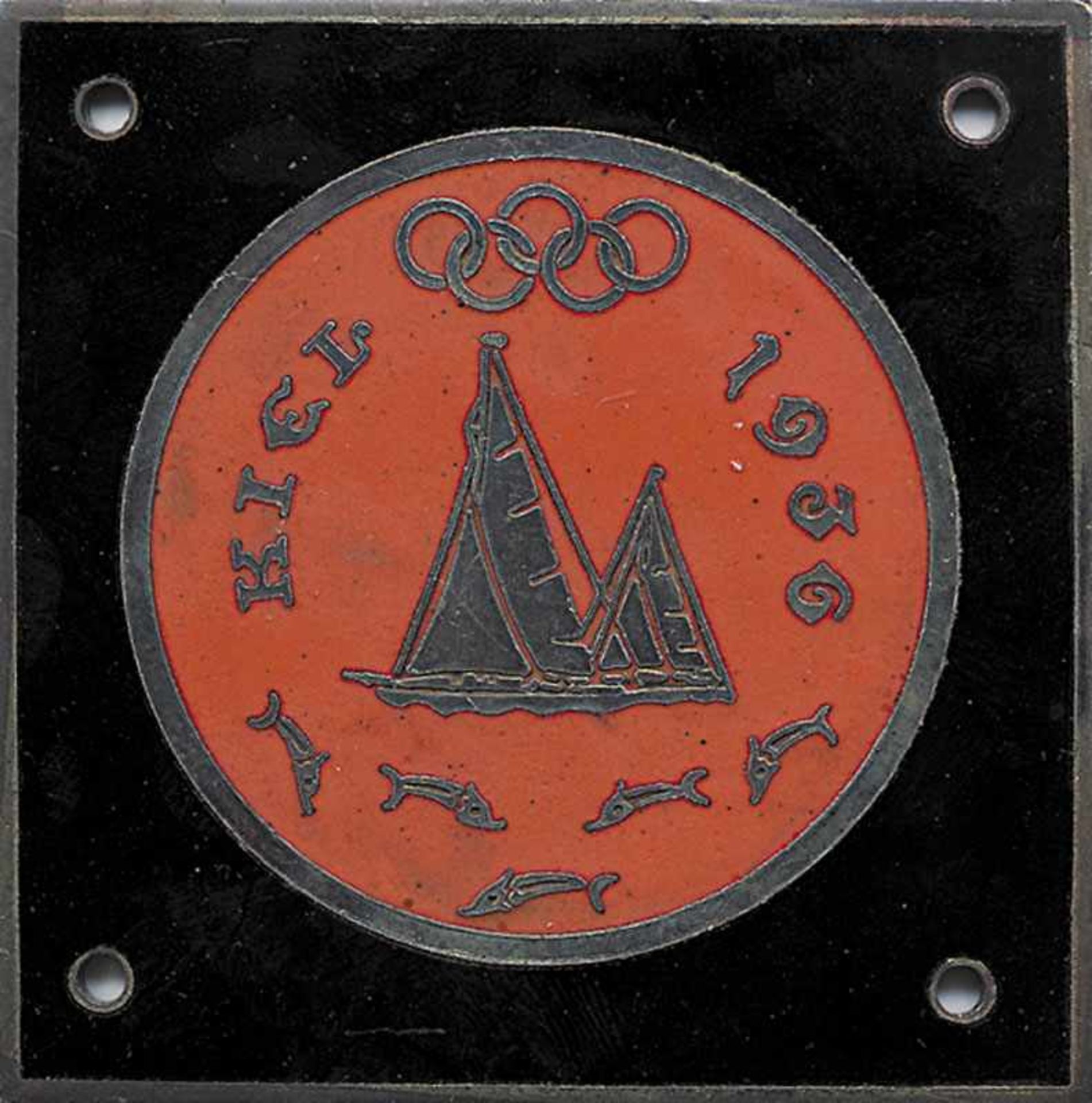 Olympic Games 1936. Car plaque Kiel Sailing compe - Big car plaque Kiel 1936 Olympic Sailing