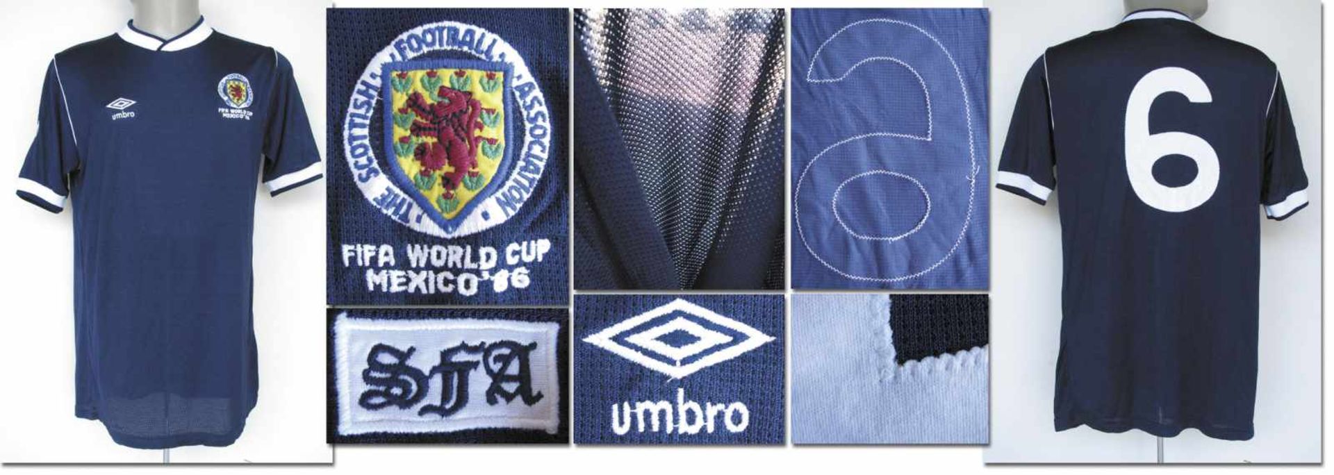 World Cup 1986 match worn football shirt Scotland - Original match worn shirt Scotland with number