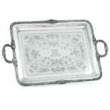 A SILVER PLATED TRAY, 50 x 80 cm