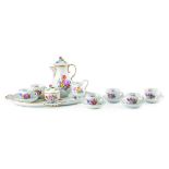 A GERMANY PORCELAIN TEA SET, Marked "Dresden∫", 16 pieces, one tray, one teapot, one milkpot, one