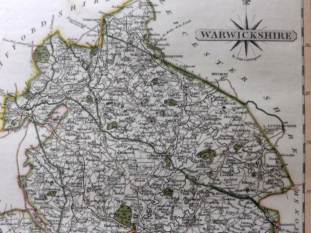 Framed British Maps/Print 1769-C1840 Group of 4. Denbigshire, Gloucestershire, Warwickshire, - Image 3 of 3