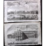 London - Stow, John 1720 Pair of Architectural Prints. Westminster Abbey & Whitehall. Copper Plate
