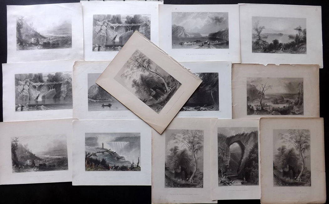 USA - Bartlett, William Henry C1840 Lot of 14 Steel Engravings from American Scenery. Occasional