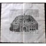 London - Stow, John 1720 Large Architectural Print of the Royal Exchange. Copper Plate Published