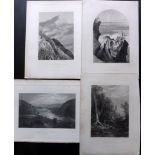 USA 1873 Group of 4 Steel Engravings from Picturesque America. Steel Engravings Published 1873 by