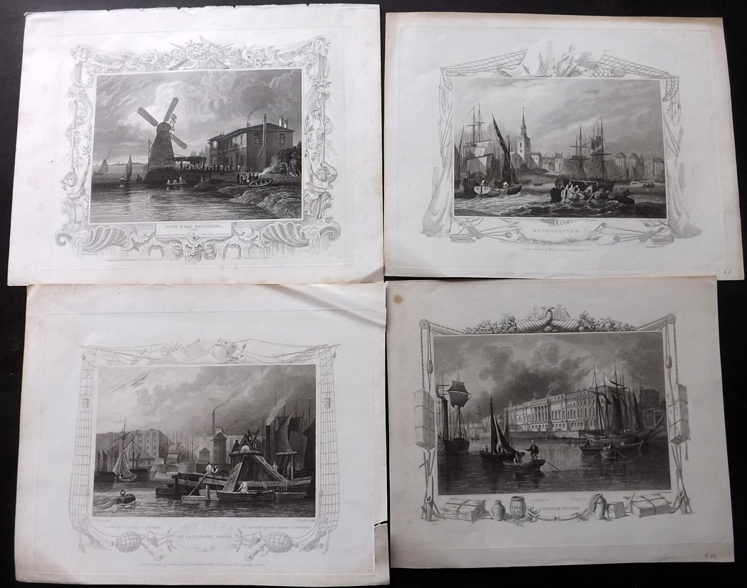 London - Tombleson, William C1840 Group of 4 Steel Engravings from Tombleson's Thames. Steel