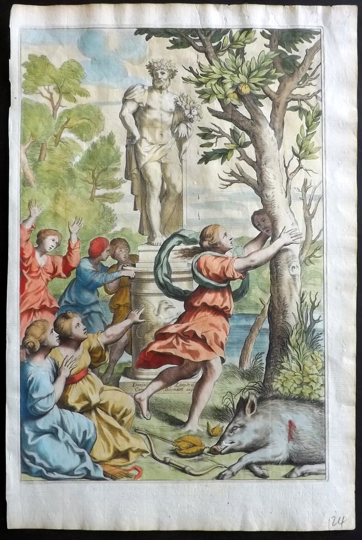 Ferrari, Giovanni Battista 1646 Hand Coloured Copper Engraving. Allegory on Fruit. Copper Plate