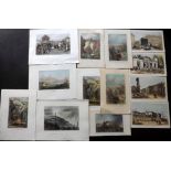 Hand Coloured Views C1840-60 Lot of 13. China, USA, Sweden, France. Lot of 13 Steel Engravings and