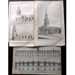 London - Maitland, William C1750 Group of 3 Architectural Prints . Incl St. Martin's Church, St.