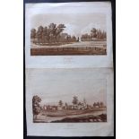 Surrey - Magalotti, Lorenzo 1821 Pair of Aquatints of Okested & Georgington. Aquatints Published